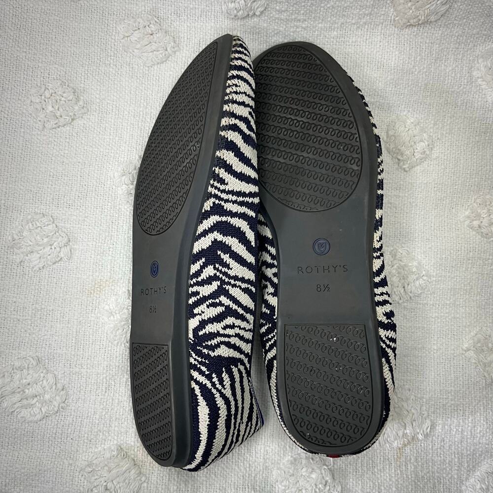 Rothy's Size 8.5 Navy White Zebra Loafer Flat Shoe Retired Animal Print Washable - Picture 3 of 6